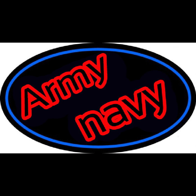 Army Navy With Blue Round Neon Skilt