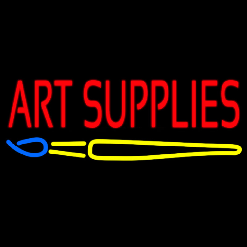 Art Supplies With Brush Neon Skilt