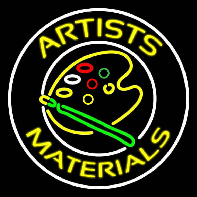 Artists Materials With Logo Neon Skilt