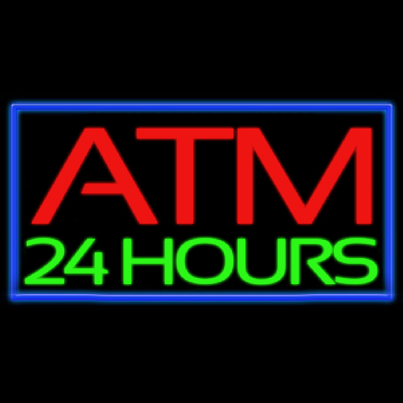 Atm 24 Hours Neon Skilt