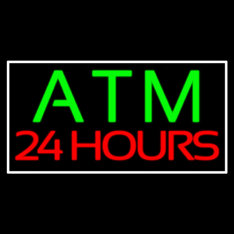 Atm 24 Hrs 2 Neon Skilt