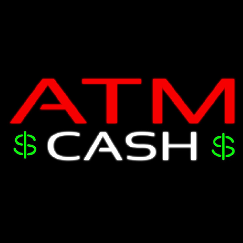 Atm Cash With Dollar Logo Neon Skilt