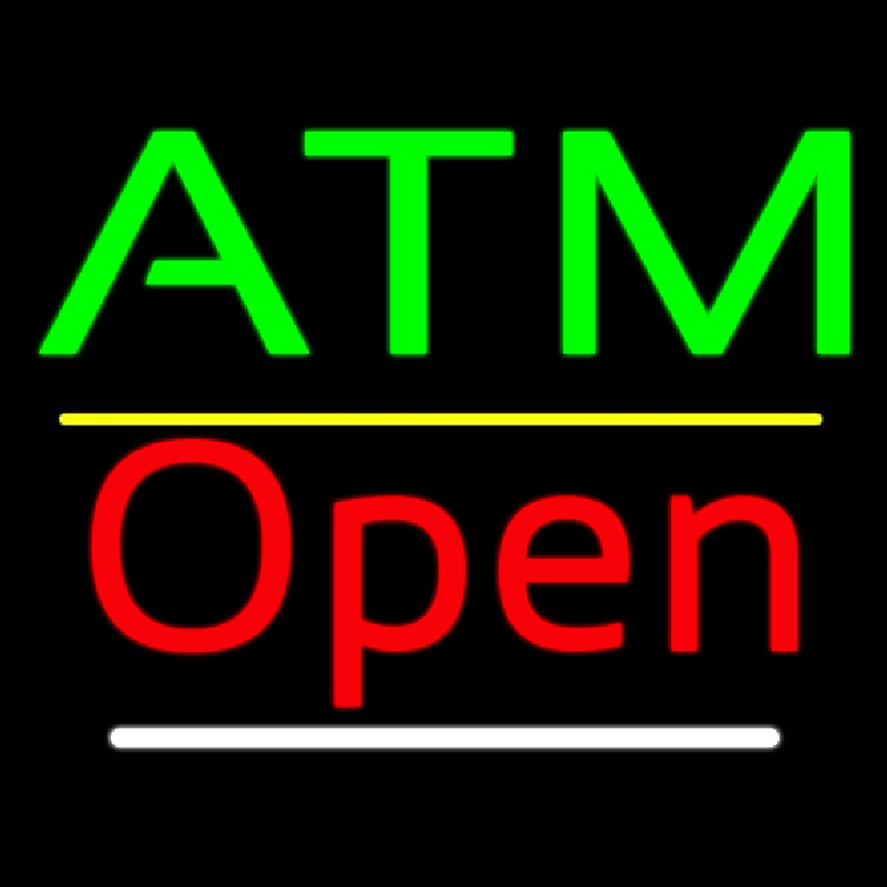 Atm Open Yellow Line Neon Skilt