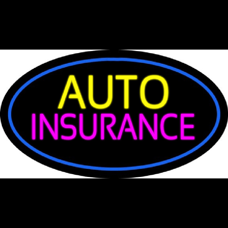 Auto Insurance Blue Oval Neon Skilt