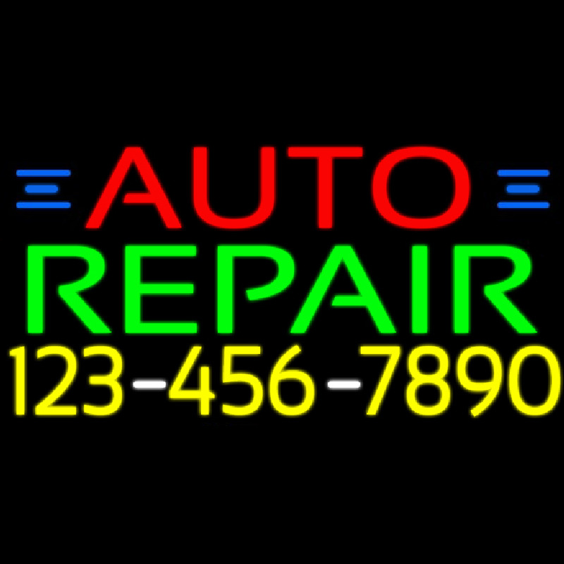 Auto Repair With Phone Number Neon Skilt
