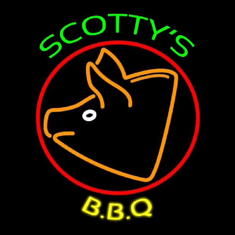 BBQ Scottys Pig Neon Skilt