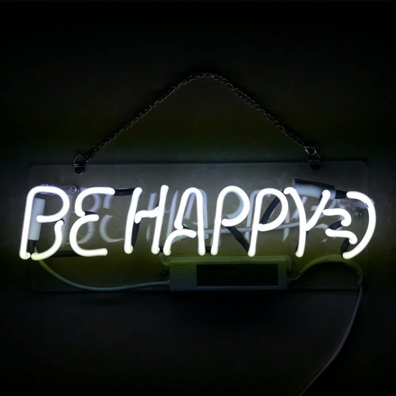 BE HAPPY Neon Skilt