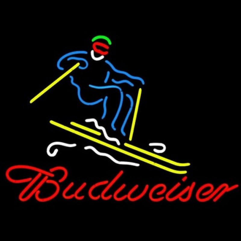 BUDWEISER DOWNHILL SKIER HANDCRAFTED Neon Skilt