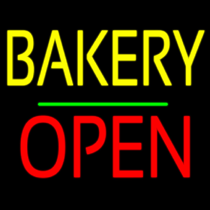 Bakery Block Open Green Line Neon Skilt