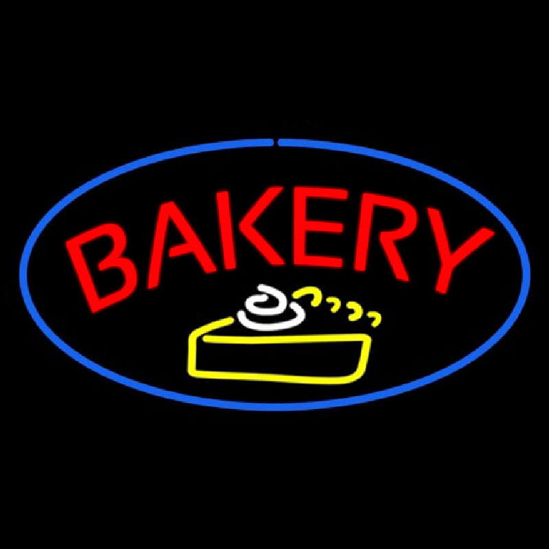 Bakery Logo Oval Blue Neon Skilt