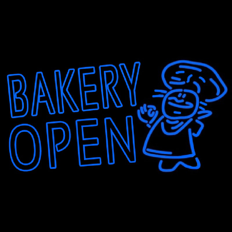 Bakery Open With Man Neon Skilt