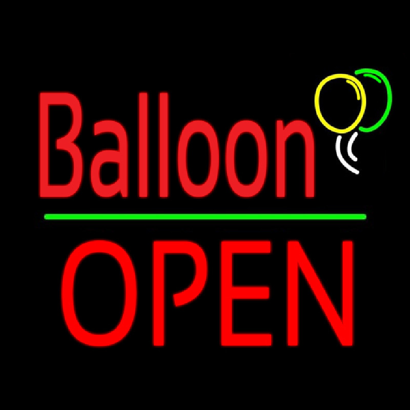 Balloon Open Block Green Line Neon Skilt