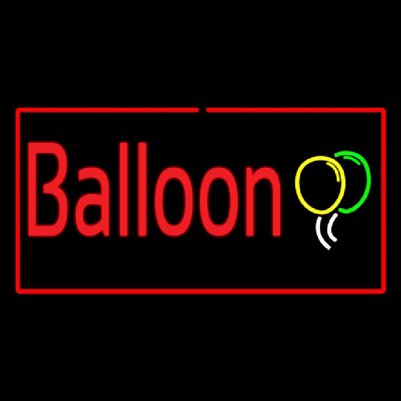 Balloon Rectangle Red Neon Skilt