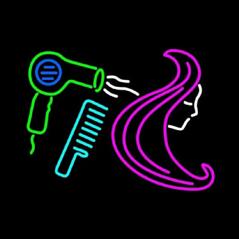 Barber Shop Hair Logo Salon Neon Skilt