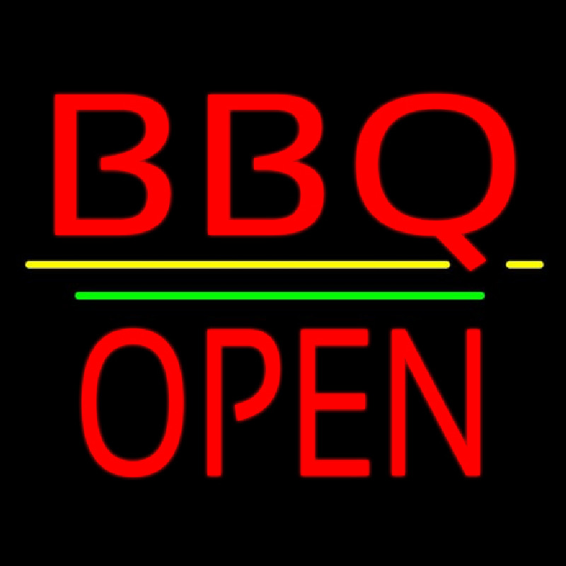 Bbq Block Open Green Line Neon Skilt