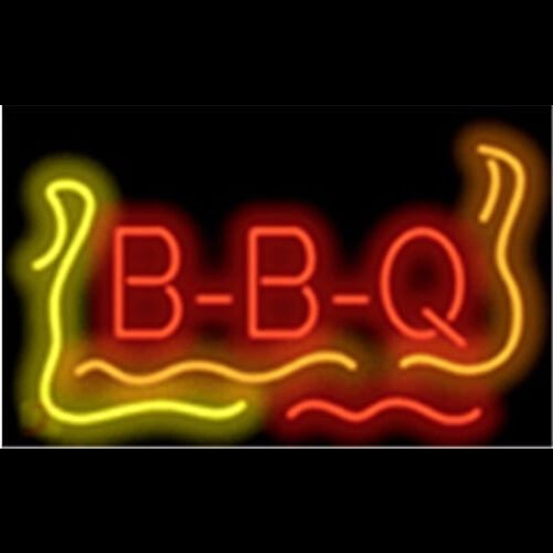 Bbq Flame Barbeque Restaurant Neon Skilt