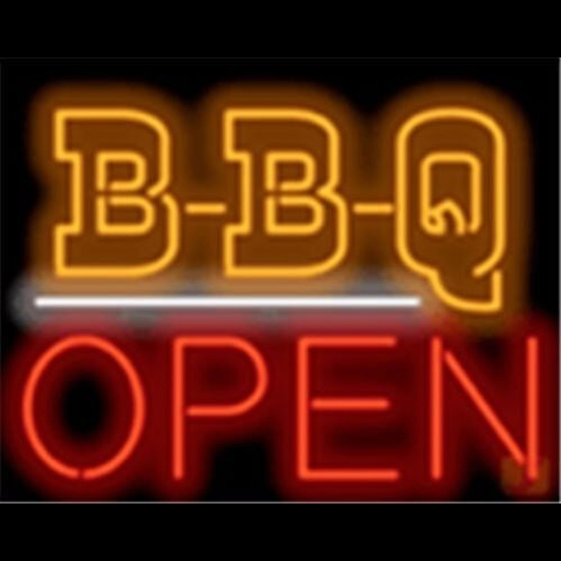 Bbq Open Barbeque Restaurant Board Neon Skilt