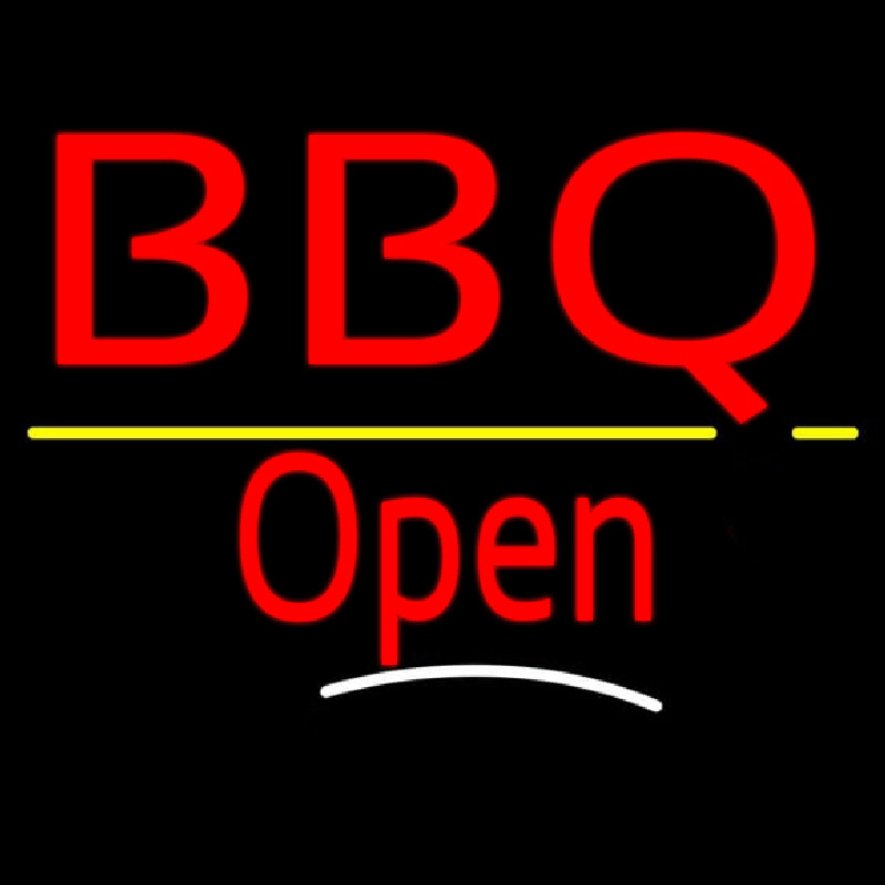 Bbq Open White Line Neon Skilt