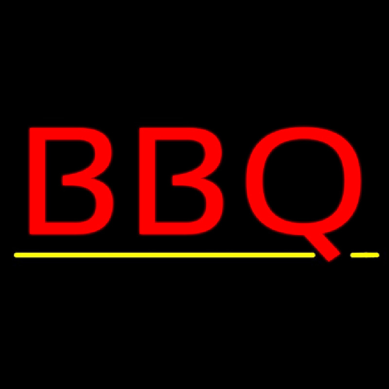 Bbq With Yellow Line Neon Skilt