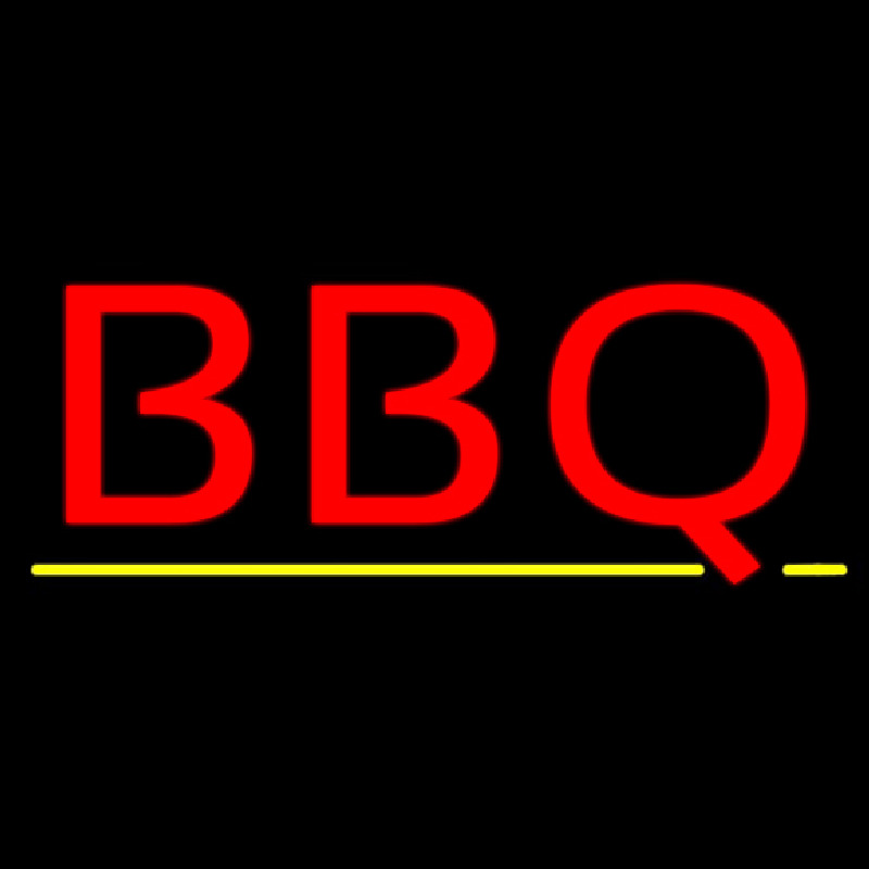 Bbq With Yellow Line Neon Skilt
