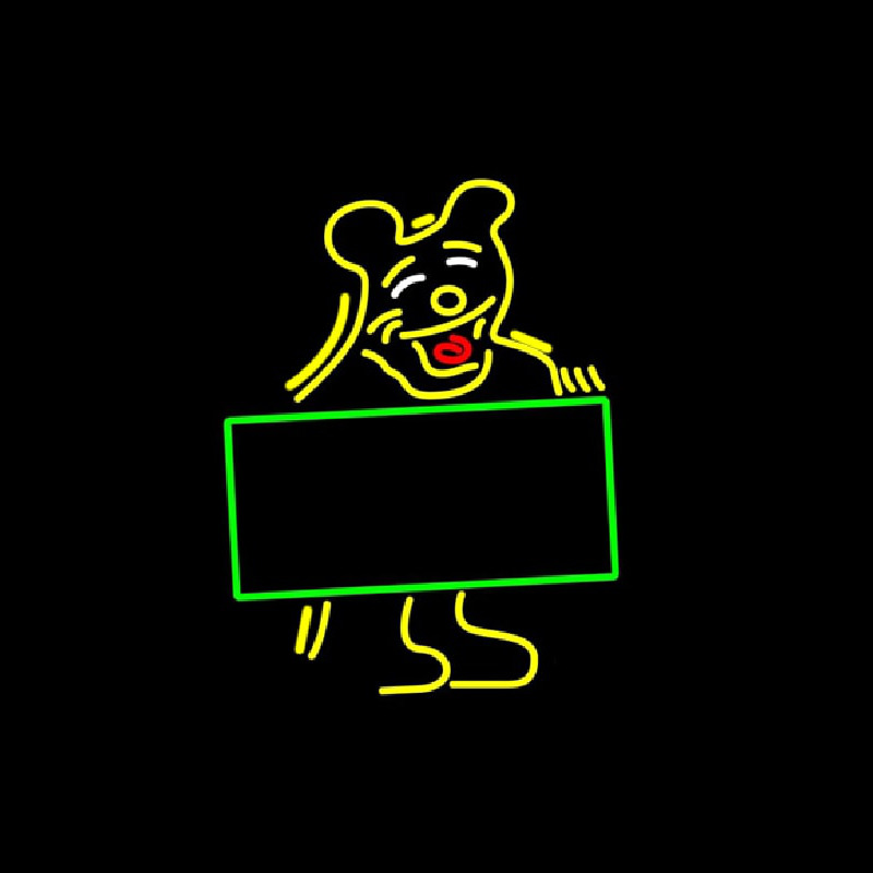 Bear With Sign Board Neon Skilt