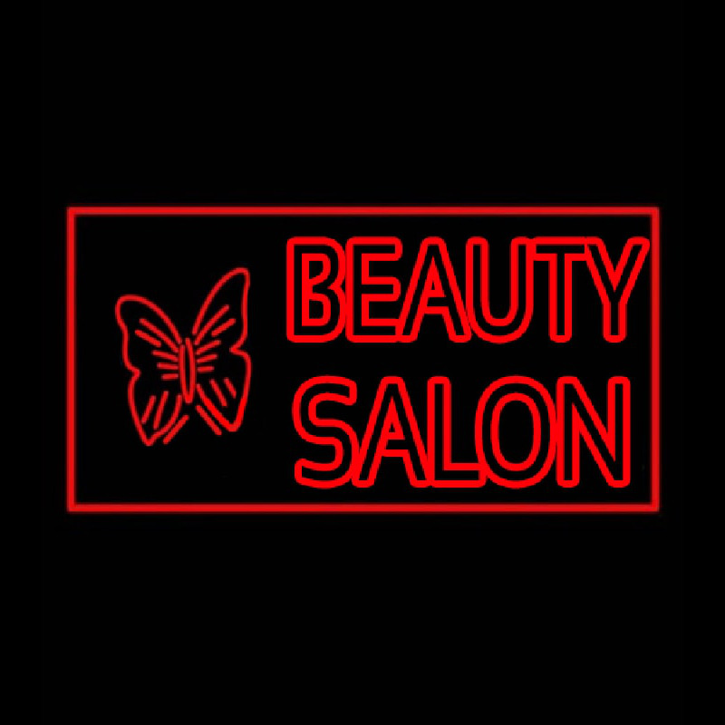 Beauty Salon With Butterfly Log Neon Skilt