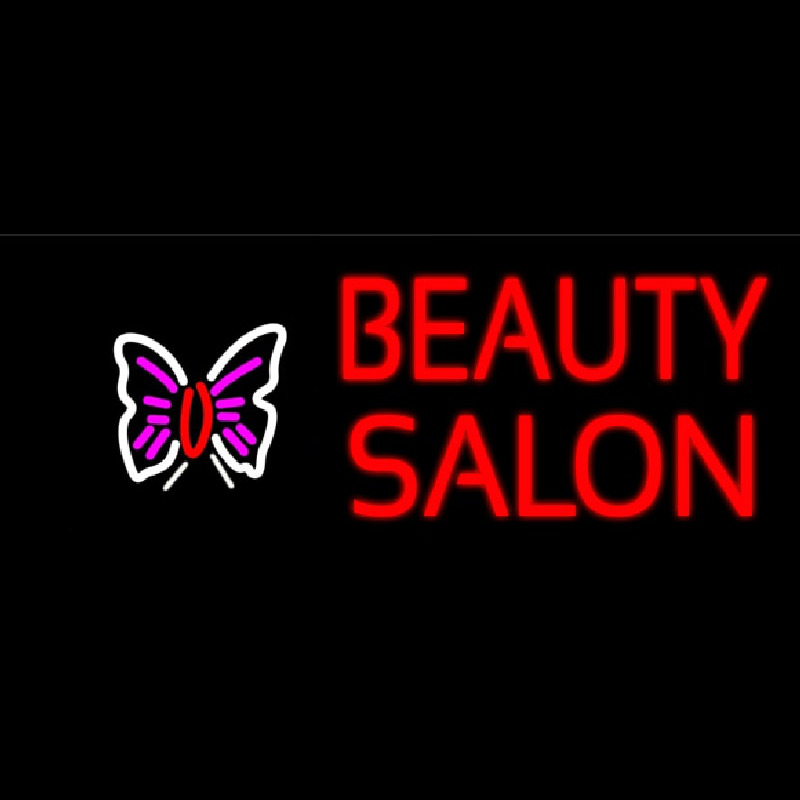 Beauty Salon With Butterfly Logo Neon Skilt