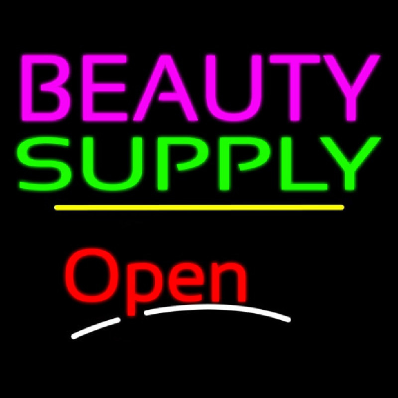 Beauty Supply Open Yellow Line Neon Skilt