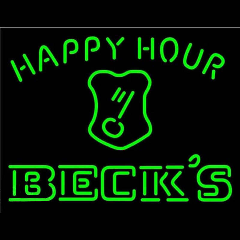 Beck Key Logo Happy Hour Beer Neon Skilt