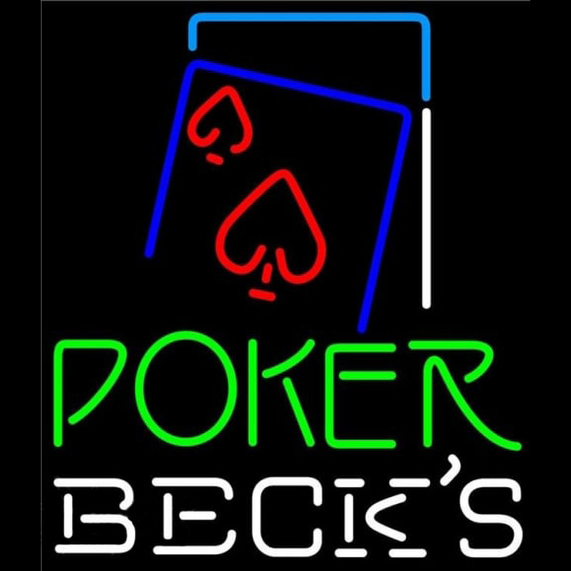 Becks Green Poker Red Heart Beer Sign Neon Skilt