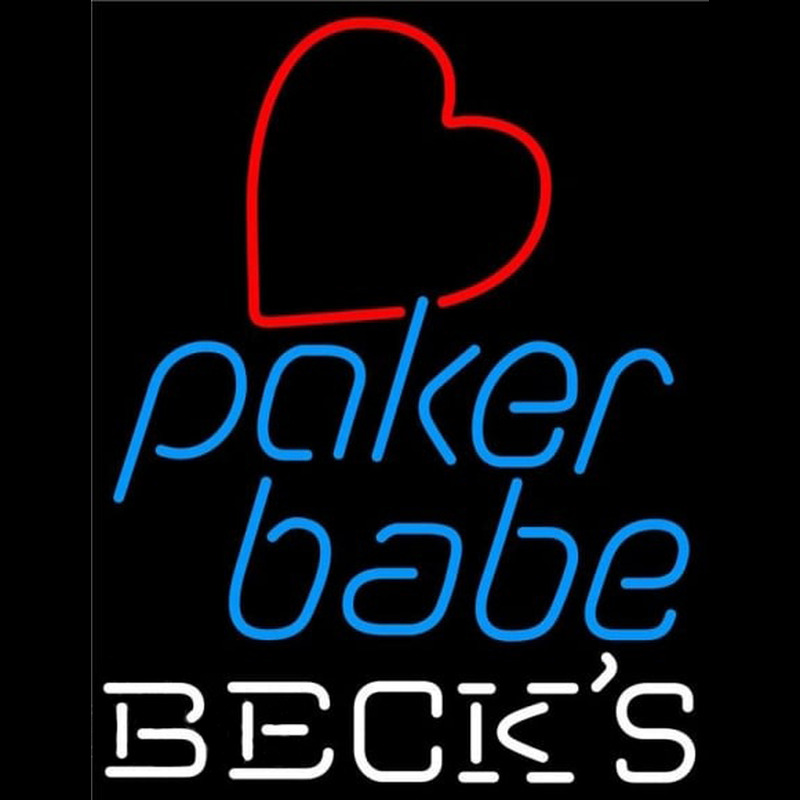 Becks Poker Girl Heart Babe Beer Sign Neon Skilt