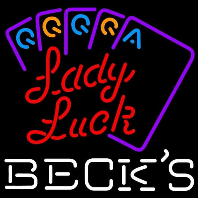 Becks Poker Lady Luck Series Beer Sign Neon Skilt