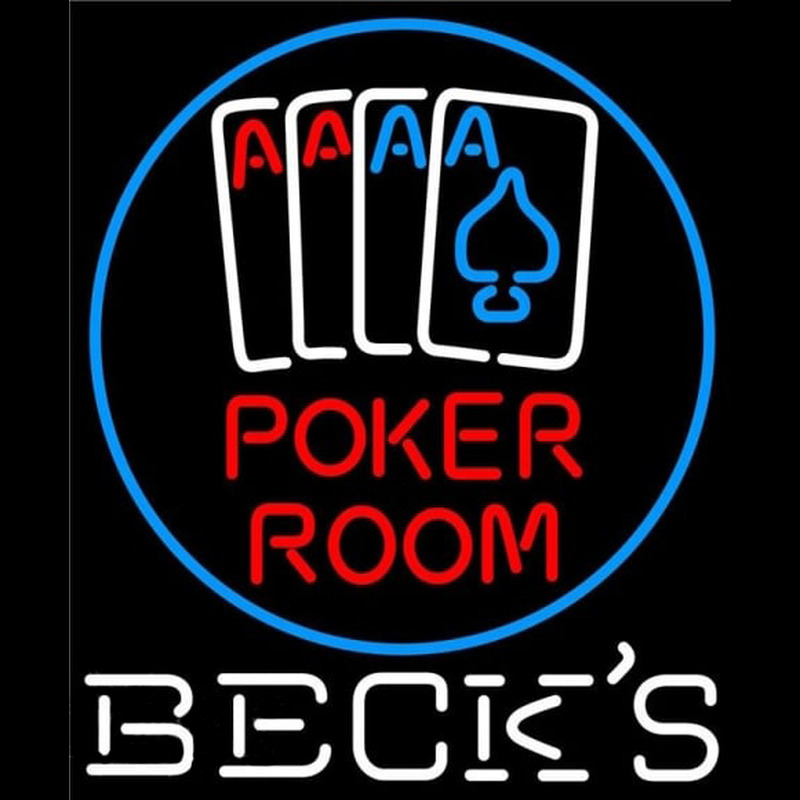 Becks Poker Room Beer Sign Neon Skilt