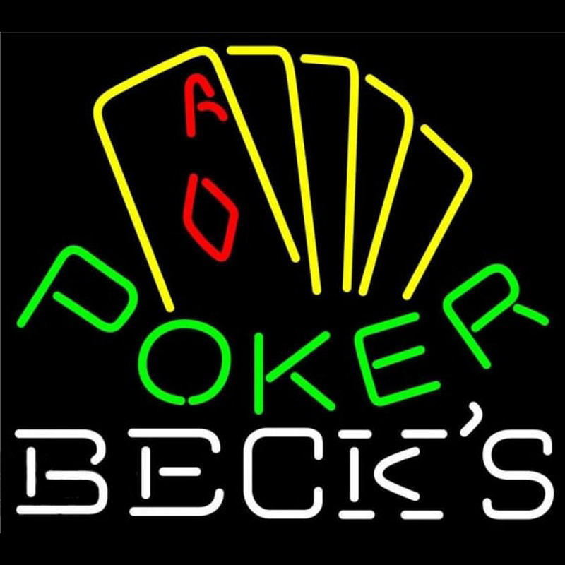 Becks Poker Yellow Beer Sign Neon Skilt