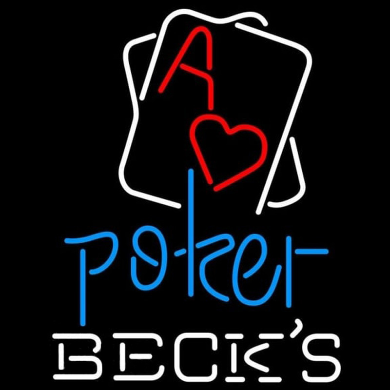 Becks Rectangular Black Hear Ace Beer Sign Neon Skilt