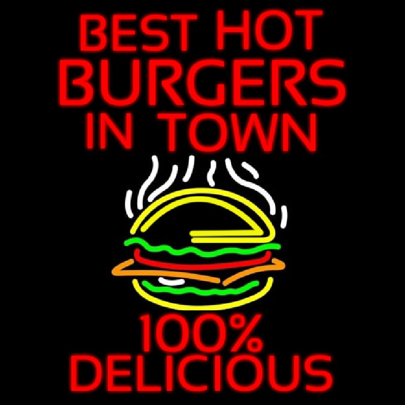 Best Hot Burgers Intown Neon Skilt