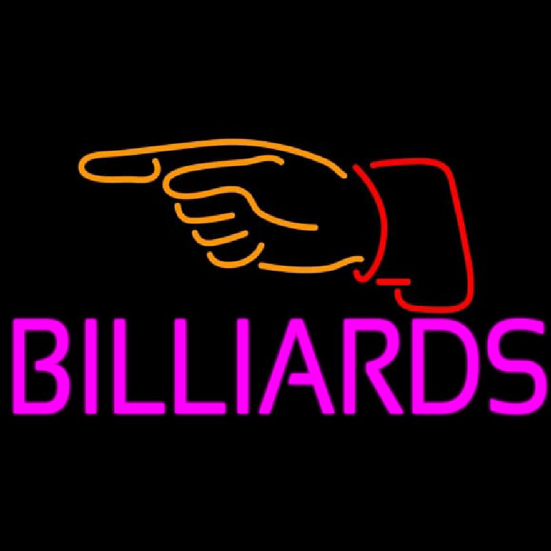 Billiards With Hand Logo 1 Neon Skilt