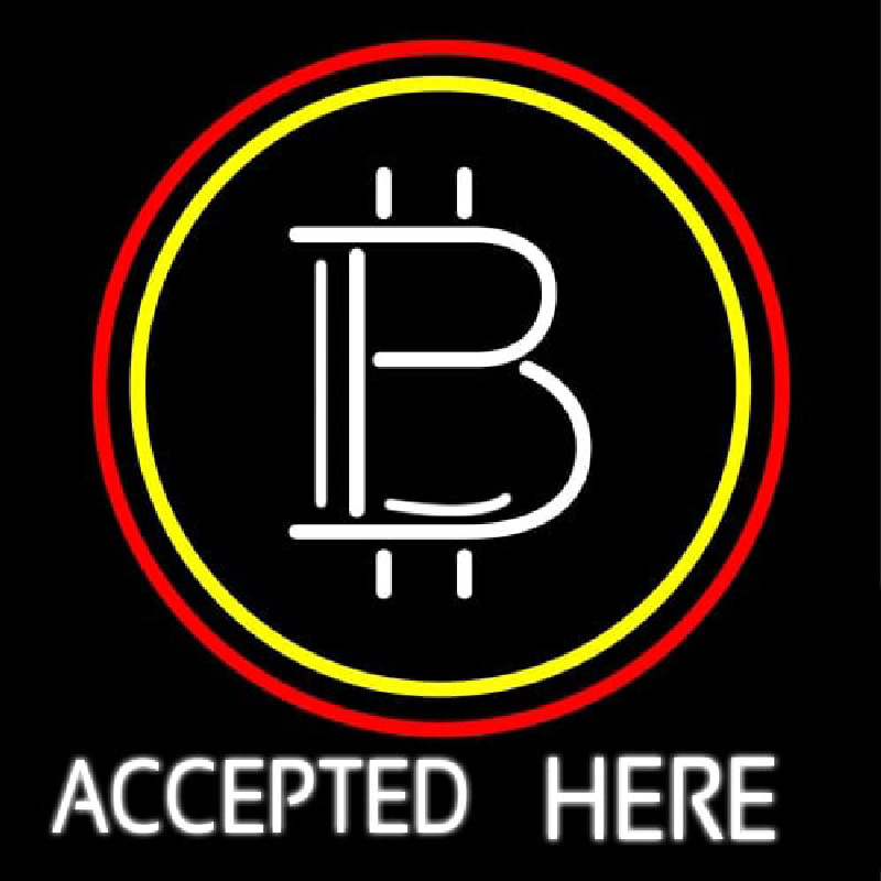Bitcoin Accepted Here Neon Skilt
