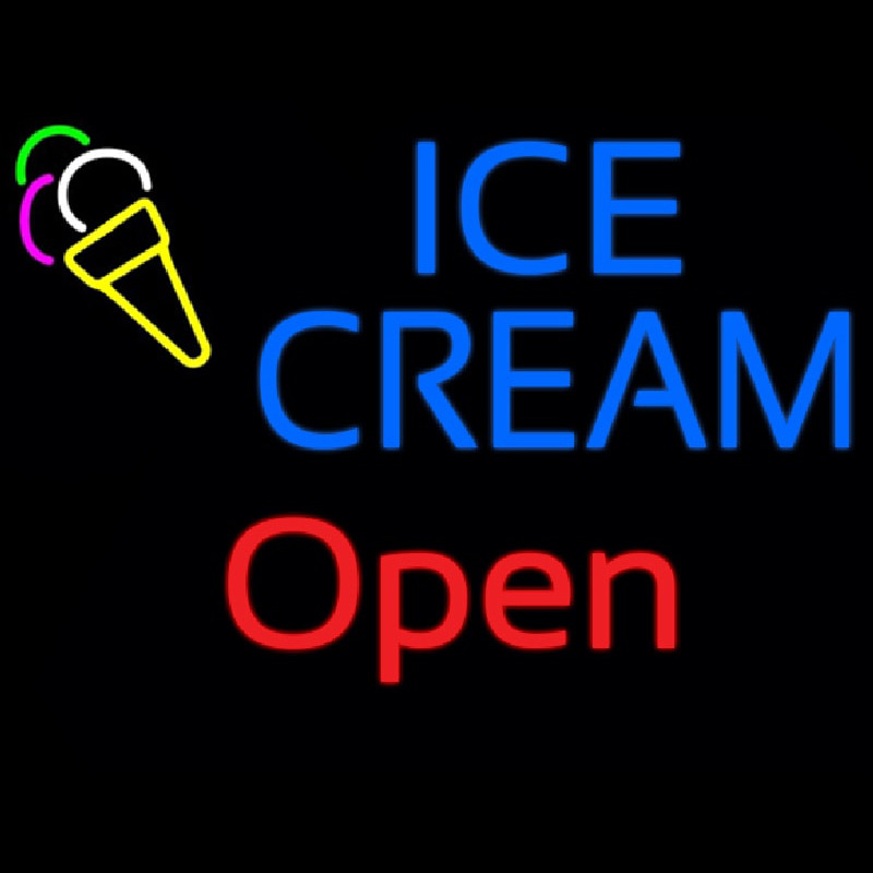 Block Ice Cream Red Open Neon Skilt