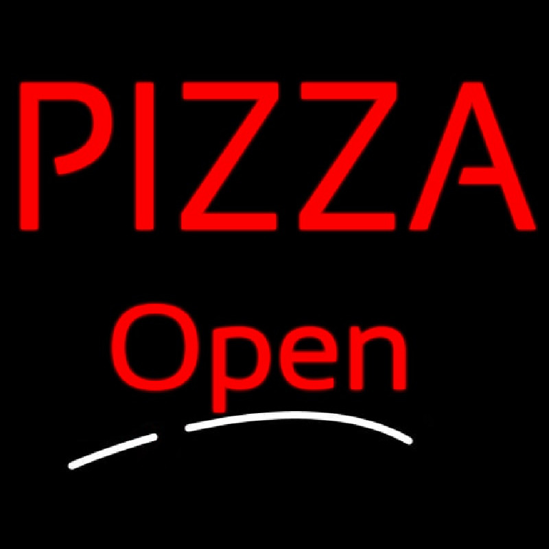 Block Red Pizza Open Neon Skilt