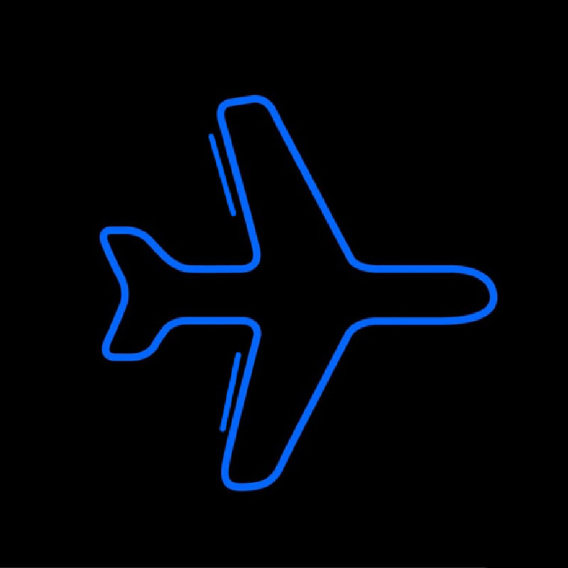 Blue Airplane Logo Neon Skilt