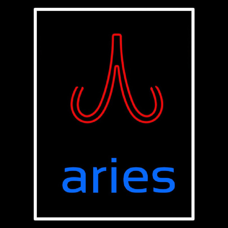 Blue Aries White Border With Red Logo Neon Skilt