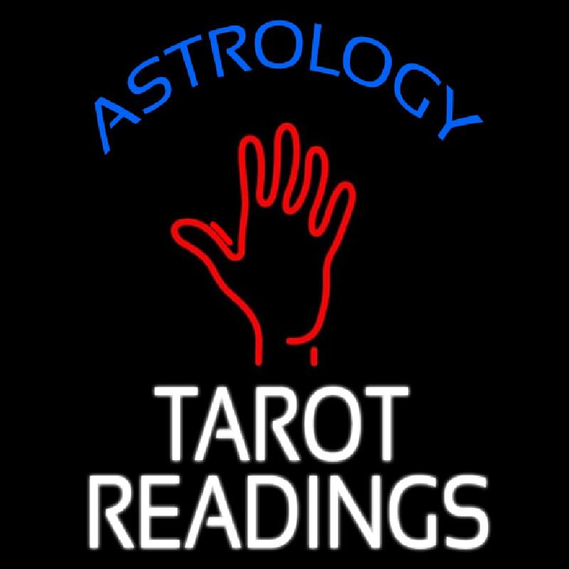 Blue Astrology White Tarot Readings Neon Skilt