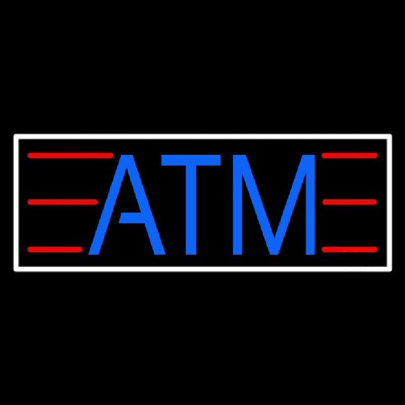 Blue Atm White Border Neon Skilt