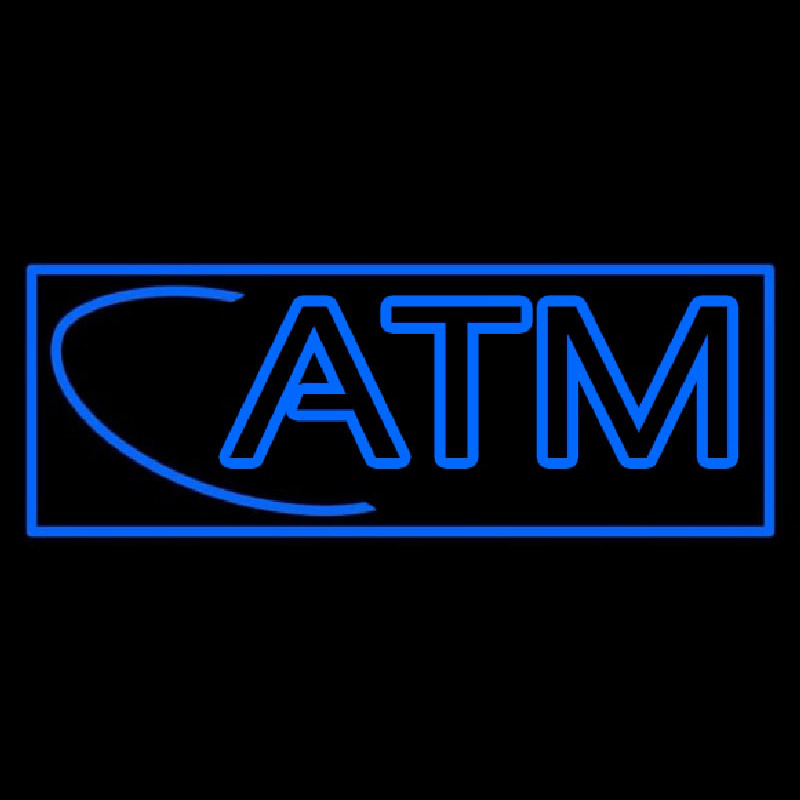 Blue Atm With Border Neon Skilt