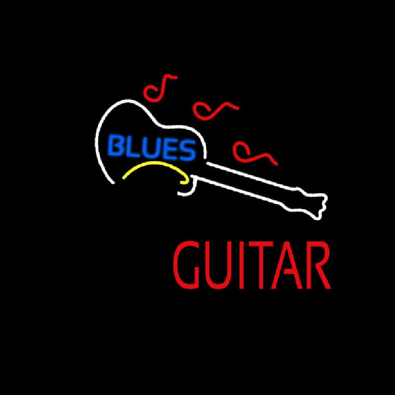 Blue Blues Red Guitar Neon Skilt