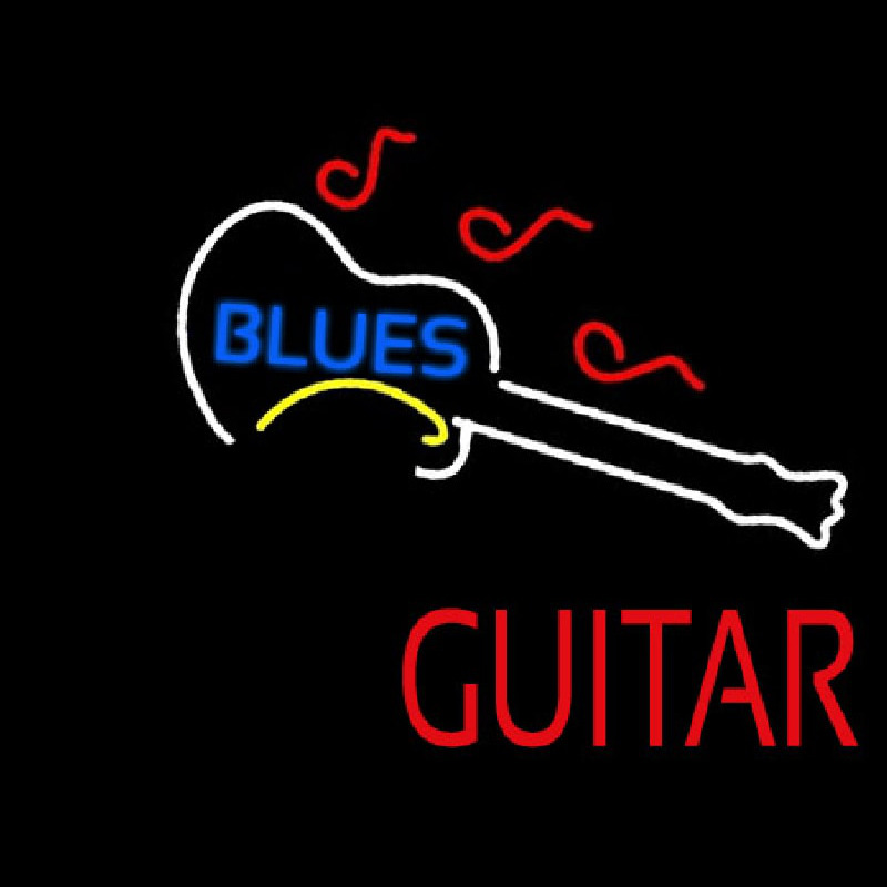 Blue Blues Red Guitar Neon Skilt