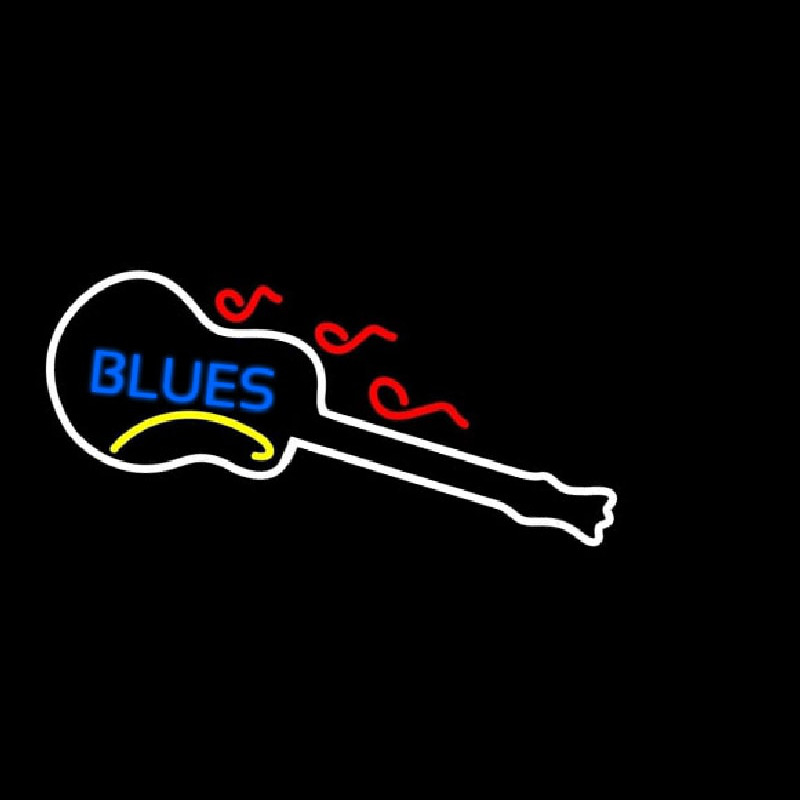 Blue Blues White Guitar Neon Skilt