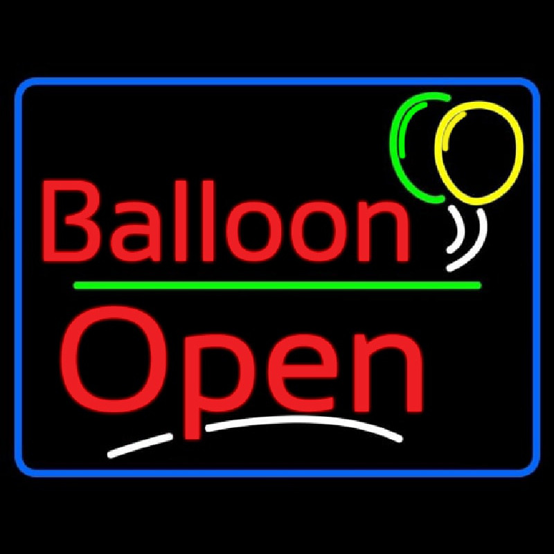 Blue Border Open Balloon Green Line Neon Skilt
