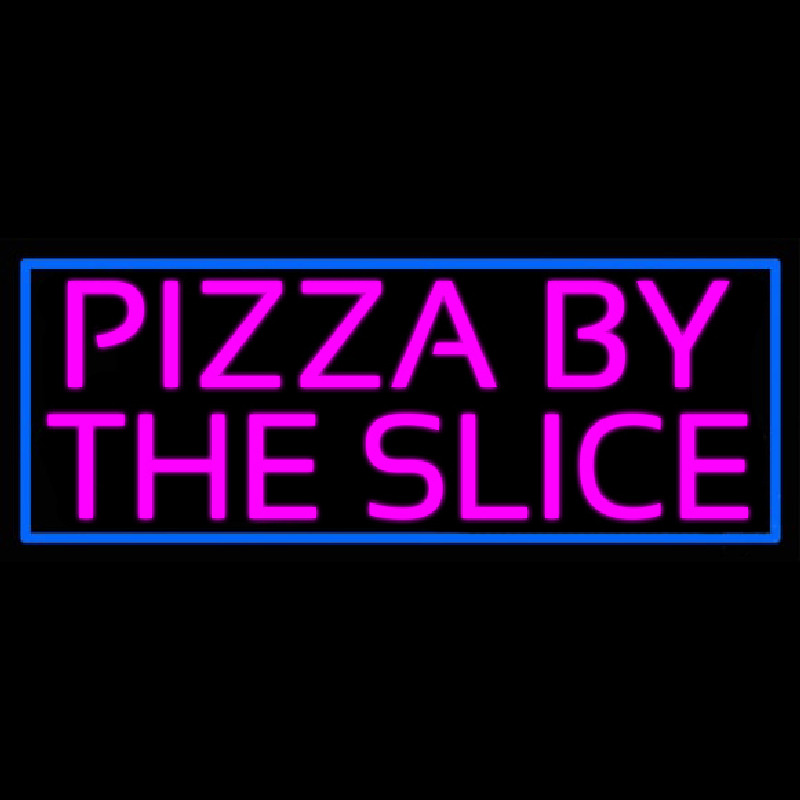 Blue Border Pizza By The Slice Neon Skilt
